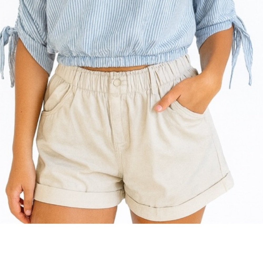 H&M Beige Cotton‎ High-Waisted Shorts Size M